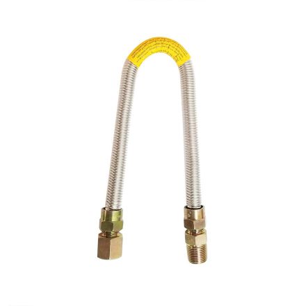 Thrifco Plumbing 4400690 1/2 Inch O.D. x 3/8 Inch I.D. x 24 Inch Long with 1/2 Inch MIP x 1/2 Inch FIP Fitting - Stainless Steel Gas Flex