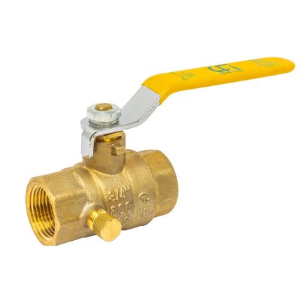Thrifco 6414023 3/4 Inch FIP Brass Ball Valve with Stop & Waste