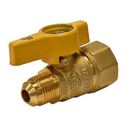 Thrifco 6415080 3/8 Inch Flare x 1/2 Inch FIP Brass Straight Gas Ball Valve