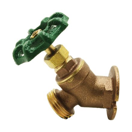 Thrifco 6415126 1/2 Inch FIP x 3/4 Inch GHT Brass Flanged Threaded Sillcock Valve