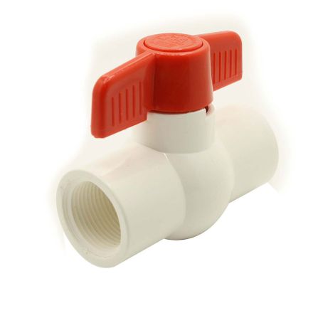 Thrifco Plumbing 6415420 1/2 Inch Threaded PVC Ball Valve - Red Handle (Economy)