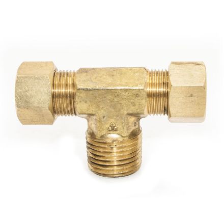 Thrifco Plumbing 6972004 #72 1/4 Inch x 1/4 Inch Lead-Free Brass Compression MIP Tee