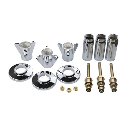 Thrifco Plumbing 9400015 Tub/Shower 3-Handle Remodeling Trim Kit for SAYCO - Metal Handles (HOT/COLD/DIVERTER), Brass Stems, Brass Seats, Chrome Plated Flanges with Nipples
