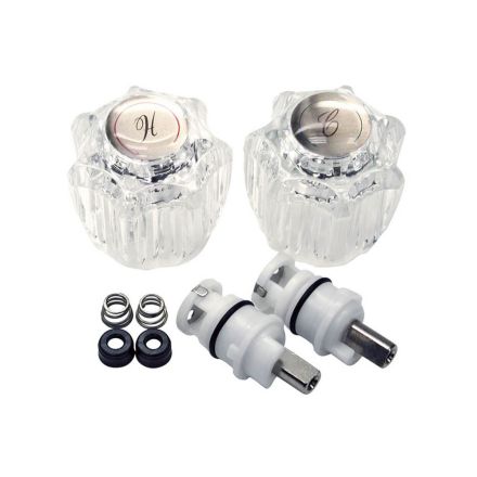 Thrifco Plumbing 9400019 Lavatory/Kitchen 2-Handle Rebuild Kit for DELTA Faucets, Acrylic Handles (HOT/COLD) with Plastic Stems, Seats & Springs