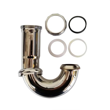 Thrifco 9411090 22 Gauge 1-1/2 Inch Chrome Plated Brass Hi Inlet Sink Trap J-Bend with Inverted Nut and Slip Joint Connection