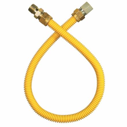 Thrifco Plumbing 7646690 1/2 Inch MIP x 1/2 Inch FIP x 24 Inch Long Gas Appliance Connector Yellow (1/2 Inch O.D. x 3/8 Inch I.D.)